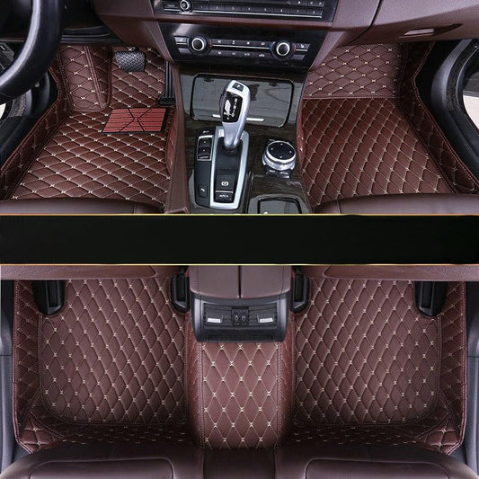 Custom Artificial Leather Waterproof All-Weather Car Floor Mats Fit for 99% Sedan SUV Sports Car Vehicle Car Mat (Brown) - color: Brown