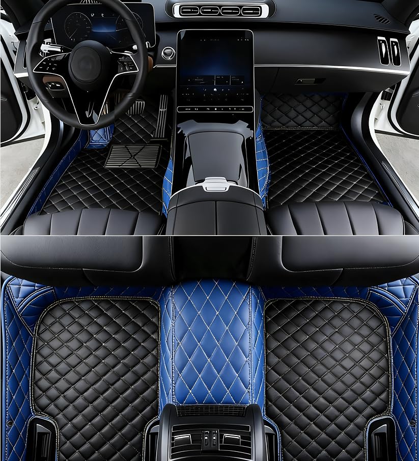 Custome Car Mats Accessories All Weather Floor mats Compatible with Automotive Floor Mats Passenger car mats (Blue Black) - color: blue black