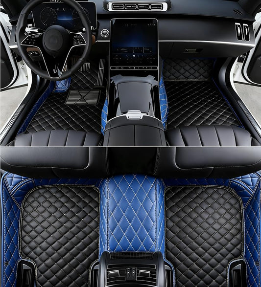 Custome Car Mats Accessories All Weather Floor mats Compatible with Automotive Floor Mats Passenger car mats (Blue Black) - color: blue black