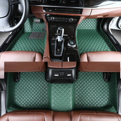 Custom Artificial Leather Waterproof All-Weather Car Floor Mats Fit for 99% Sedan SUV Sports Car Vehicle Car Mat (Green) - color: Green