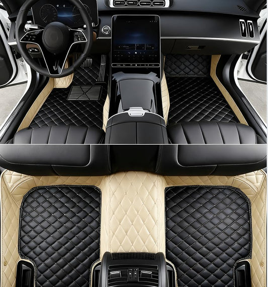Custome Car Mats Accessories All Weather Floor mats Compatible with Automotive Floor Mats Passenger car mats (Beige Black) - color: Beige Black