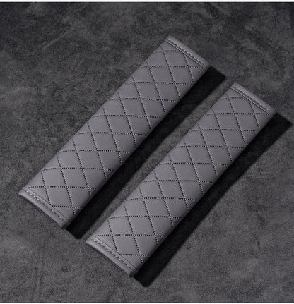 Gray PU Leather Seat Belt Covers - 2Pcs, Diamond Stitched Seat Belt Pads, Universal Fit for Car Truck SUV - color: gw-grey
