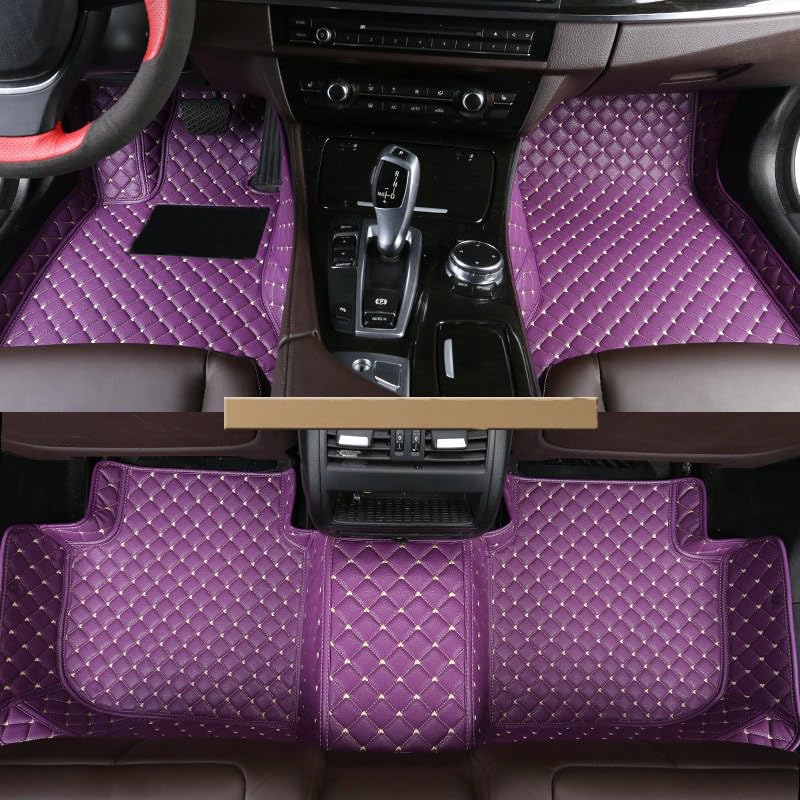 Custom Artificial Leather Waterproof All-Weather Car Floor Mats Fit for 99% Sedan SUV Sports Car Vehicle Car Mat (Purple) - color: Purple