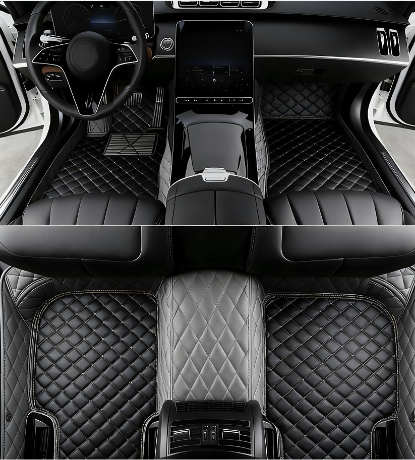 Custome Car Mats Accessories All Weather Floor mats Compatible with Automotive Floor Mats Passenger car mats (Gray Black) - color: gray Black