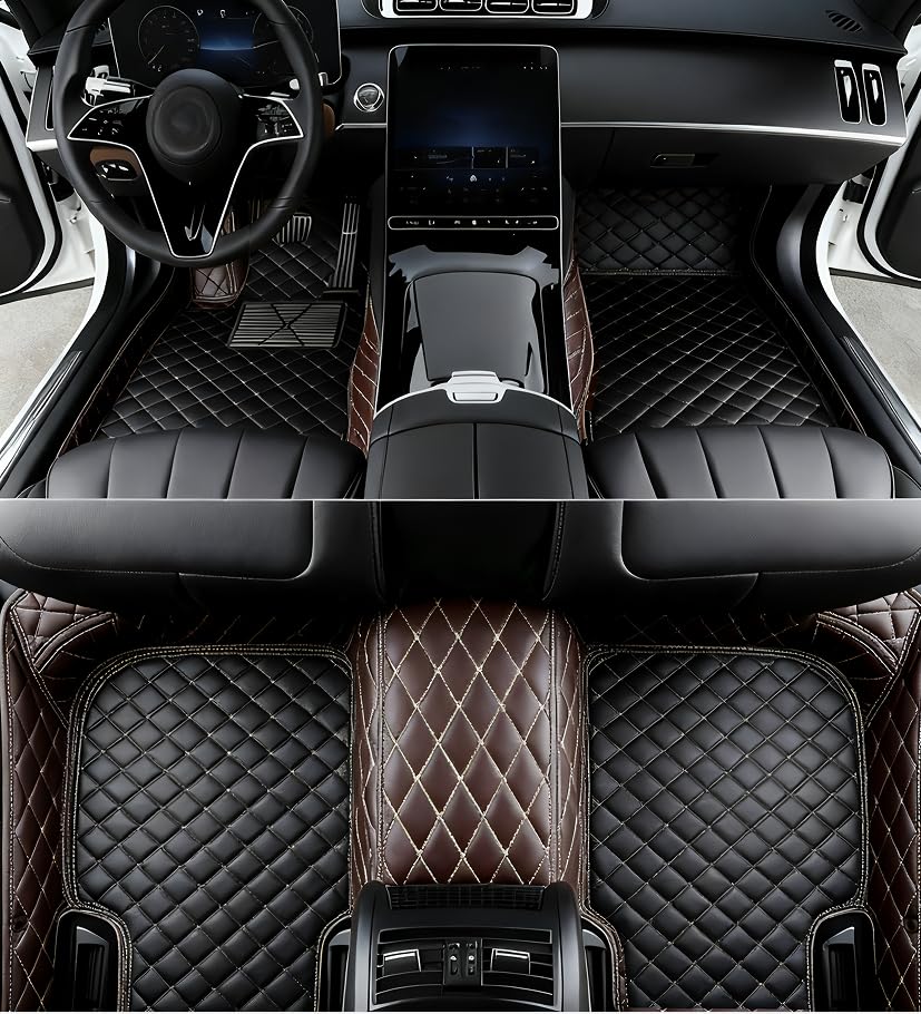 Custome Car Mats Accessories All Weather Floor mats Compatible with Automotive Floor Mats Passenger car mats (Brown Black) - color: brown black