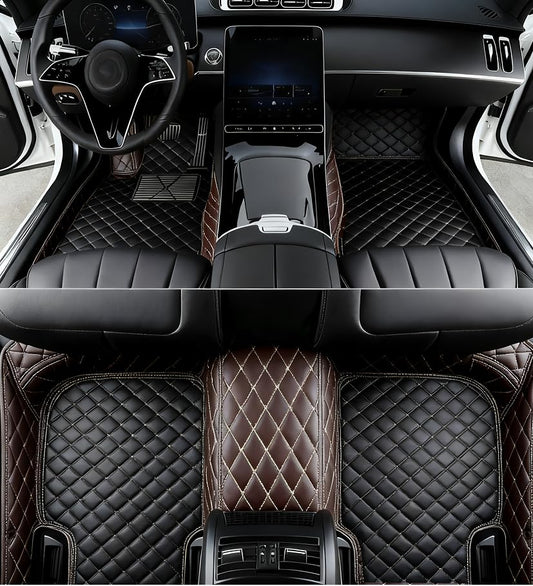 Custome Car Mats Accessories All Weather Floor mats Compatible with Automotive Floor Mats Passenger car mats (Brown Black) - color: brown black