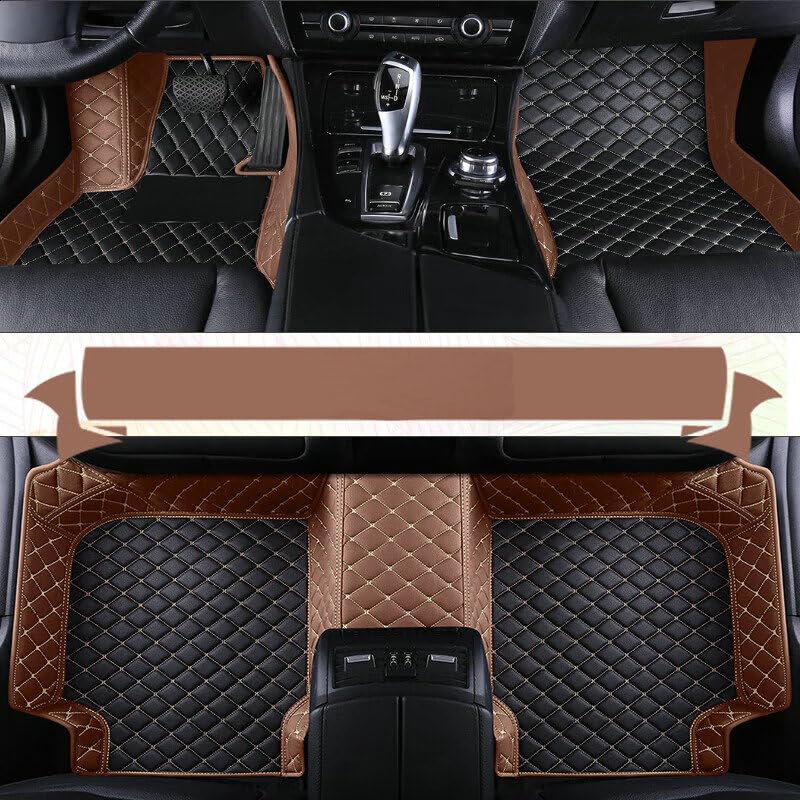 Custom Artificial Leather Waterproof All-Weather Car Floor Mats Fit for 99% Sedan SUV Sports Car Vehicle Car Mat (Light Brown Black Beige) - color: Light Brown Black beige