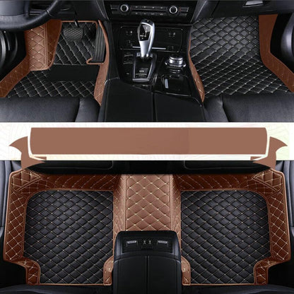 Custom Artificial Leather Waterproof All-Weather Car Floor Mats Fit for 99% Sedan SUV Sports Car Vehicle Car Mat (Light Brown Black Beige) - color: Light Brown Black beige